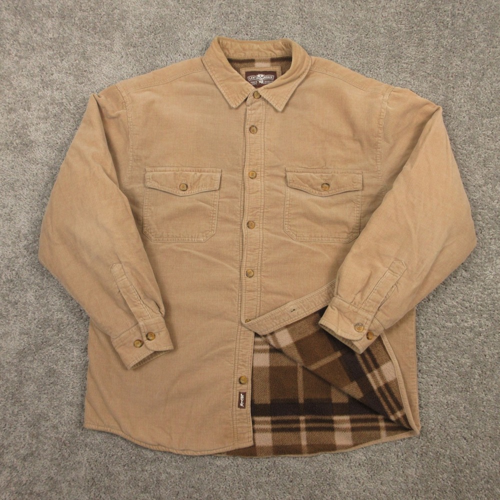 Levis Jacket Mens Large Brown Corduroy Fleece Flannel Lined Outdoor Work Shacket